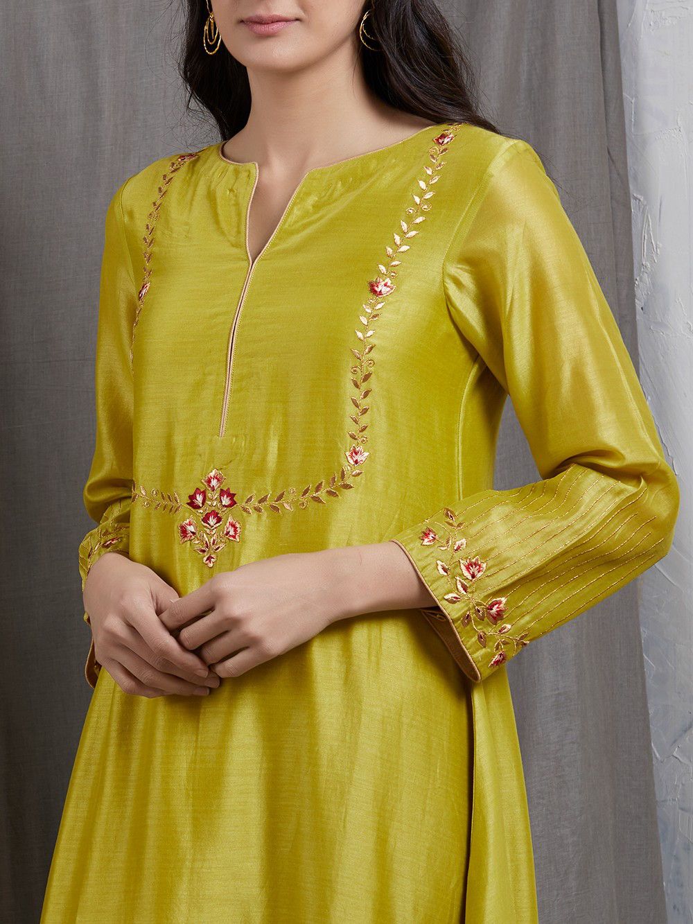 Silk Embroidered Kurta